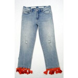 Pilcro and The Letterpress Jeans Womens Size 28 Blue Slim Boyfriend Tassel